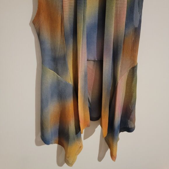 Anea A Womens Waterfall Cardigan Sweater Vest Small Mesh Rainbow Hippie Boho - Picture 6 of 8